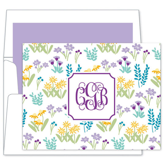 Purple Flower Fields Folded Note Cards